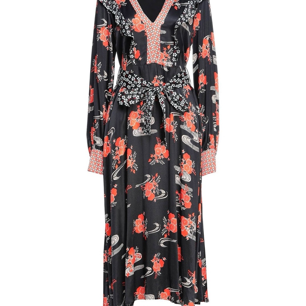 Pinko Red and Orange silk dress NWOT